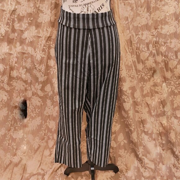 Investments Pants - Investments Black and White Striped Pull-On Trousers, Size 16, Gently Used
